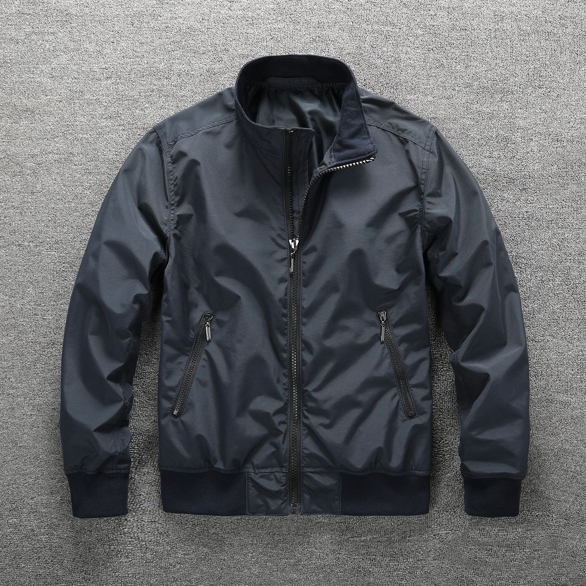 Spring And Autumn Jacket Coat Casual High-end Stand Collar Fashion Versatile Men's Workwear American Style Flight Suit_mkmklike.com
