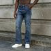 Men's Retro Stretch Washed Straight Leg Patchwork Jeans High Street Style Trendy Cool Versatile Summer Denim_mkmklike.com
