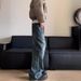 Men's Clothing Retro Washed Old Niche Printed Jeans Men's Spring New Loose Design Straight Pants_mkmklike.com
