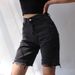 Women's Clothing Ripped Denim Shorts High Waist Black Loose Mid Length Pants Straight Five Point Pants_mkmklike.com