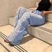 Women’s Clothing Women's Distressed Fringe Jeans Street Fashion Jeans_mkmklike.com