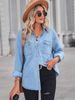 K New Slim Denim Long Sleeved Shirt For Women_mkmklike.com
