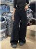 Vintage American Glam Rhinestone Jeans For Women - Loose Fit, Relaxed, High-Waisted Flared Pants With Sparkling Embellishments_mkmklike.com