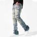 Men's Slim Fit Stretch Denim Jeans | Trendy Streetwear With Washed & Distressed Look | Black, Grey, Light Blue, Vintage Blue (S-XL)_mkmklike.com