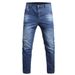 Men's Straight Leg Distressed Denim Jeans – Classic Blue Non-Stretch Cotton Pants (28-40, Mid-Rise Washed For Urban Street Style)_mkmklike.com