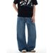 Men's Clothing Unisex Washed Straight Leg Loose Fit Jeans Bamboo Fabric Retro Parisian Button Design Trendy Versatile Trousers_mkmklike.com