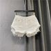 European Style White Denim Shorts For Women, 2026 New Summer Style, Hot Girl Ripped Jeans, Casual And Fashionable Wide Leg A Line Hot Pants_mkmklike.com