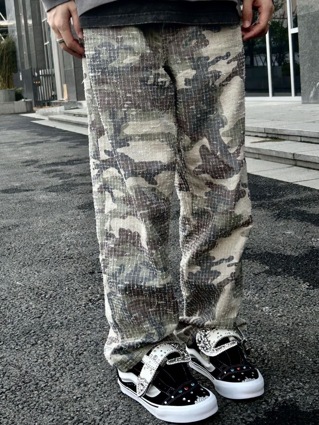 Men's Clothing American Heavy Duty Washed Distressed Camouflage Men's Versatile Loose DirtyFit Style Straight Casual Pants_mkmklike.com