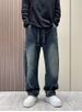 Spring Men's Clothing Casual Wide Leg Pants Trendy Design Large Pockets Drawstring Elastic Waist Jeans_mkmklike.com