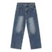 Men's Washed Straight-Leg Jeans – Vintage-Inspired Denim Pants(Relaxed Fit, Button Fly, Unisex Streetwear, Classic Blue & Indigo Wash)_mkmklike.com