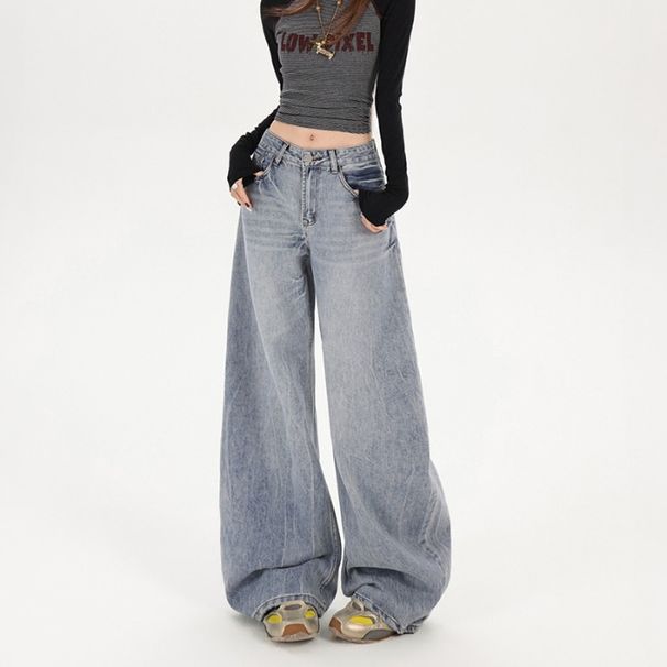 2026 Retro New Heavy-washed Low-waist Loose Wide-leg Straight Jeans For Women_mkmklike.com