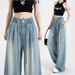 Women's Tencel Jeans, Summer Thin Style, 2025 New Model, Wide-Leg, Elastic Waist, Loose Fit, Petite Size, Draped,_mkmklike.com
