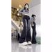 ELLE Black Flared Jeans For Women Spring New Design High Waist Stretch Slim Fit Versatile Bell Bottom Pants Trendy_mkmklike.com