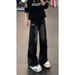 Men's Deconstructed Patchwork Jeans Straight Leg Loose Fit Wide Leg American High Street Style Trendy Cool Retro Washed Trousers_mkmklike.com