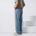 Summer Jeans For Men Clanfit Straight Thin Draped Lyocell Loose Wide-Leg Floor-Length Casual Pants_mkmklike.com