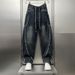 Men's Patchwork Cargo Jeans Straight Leg Loose Fit Wide Leg Long Pants American High Street Style Trendy Versatile Cool_mkmklike.com