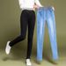 Women's Clothing High-Waisted Plus Size Slim Fit Jeans Fleece Lined Elastic Waist Korean Style Pencil Pants For Autumn_mkmklike.com