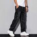 Vintage American Workwear Jeans For Men – Mid-Rise Utility Pants With Multi-Pockets (Peacock Blue/Black, S-XXL)_mkmklike.com