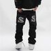Trendy Hip-Hop Printed Jeans For Men American Street Fashion Loose Straight Wide-Leg Pants_mkmklike.com