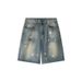 Streetwear Splatter Paint Denim Shorts – Vintage-Inspired Unisex 5-Inch Shorts With Belt Loops & Distressed Details (Hip-Hop Aesthetic)_mkmklike.com