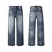 Men's American Style Straight Leg Jeans Washed Distressed Vintage Loose Fit Streetwear Trendy Wide Leg Long Pants_mkmklike.com
