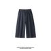 American High Street Style Diagonal Cut Patchwork Washed Cropped Pants, Trendy Brand, Cool And Casual, Loose Wide-leg_mkmklike.com