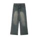 Men's Clothing Cleanfit Washed Distressed Loose Jeans Men's Retro Vibe Trendy Brand Flared Pants_mkmklike.com