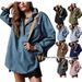 Women's Clothing V-Neck Denim Jacket – Trendy Long Sleeve Overshirt (Casual, Lightweight & Versatile Layering Piece)_mkmklike.com