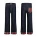 Men's Clothing Autumn And Winter Retro Plaid Stitching Straight Casual Pants Loose Trendy Jeans_mkmklike.com