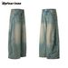 BEFEARLESS Vintage Washed Distressed Denim Jeans For Men & Women - Relaxed Wide-Leg Banana Fit Retro Streetwear Pants_mkmklike.com