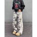 Men's Camouflage Cargo Jeans High Street Straight Leg Logging Pants Trendy Loose Wide Leg Pants For Spring And Autumn_mkmklike.com