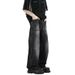 Men's Gradient Flared Jeans Black Gray Straight Leg Trousers Washed Distressed New Spring Autumn Style Sophisticated Cool_mkmklike.com