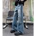 Vintage Lightning Crack Jeans –Lightning Crack Distressing And Distressed Washed Wide-Leg Denim (S-3XL)_mkmklike.com