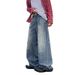 Retro American Men's Jeans Cross-Border Trade Loose Straight Leg Pants mid Waist Cotton Black Blue Wide Leg Non-Stretch_mkmklike.com