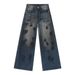 Men's Clothing Retro High Street Splash Paint Denim Jeans For Men – Loose Fit Straight Leg Pants With Artistic Graffiti Vibe_mkmklike.com
