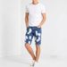 Men's Trendy Floral Polka Dot Print Washed Stretch Denim Shorts Casual Five-Point Spring/Summer Pants_mkmklike.com