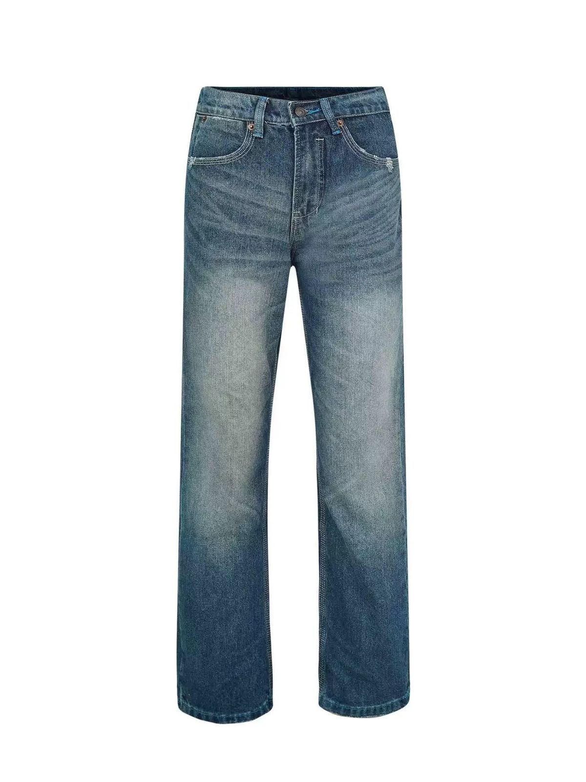 "Men's Premium Raw Denim Jeans – Classic Vintage Wash, Slight Flare & Straight Leg Old Money Aesthetic Heritage Style"_mkmklike.com