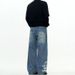 Vintage Washed Denim Jeans For Men - Retro With Printed Letters, Loose Fit, Streetwear Casual Pants_mkmklike.com