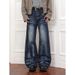 Men's Vintage Washed Jeans - Relaxed Fit Cat Whisker Slight Flare Denim Pants With Long Silhouette For Unisex Streetwear_mkmklike.com