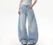 Cross-border American Retro Washed White Scimitar Jeans Men's And Women's Summer New Wide-leg Cleanfit Trousers Tide_mkmklike.com