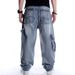 Suitable For All Seasons Multi-Pocket Jeans Loose Plus Men's Trendy Hip-Hop Large Size Street Dance Skateboard Pants_mkmklike.com