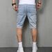 Men's Distressed Denim Shorts – Vintage Workwear Style With Relaxed Fit & Breathable Cotton Blend (5 Sizes, Light Blue)_mkmklike.com