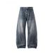 Men's Trendy Versatile Casual Washed Distressed Black Jeans High Street Style Loose Straight Leg Wide Leg Pants_mkmklike.com