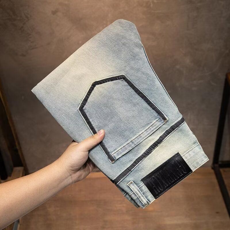 Men's Clothing Spring New Jeans Men's Fashion Brand Light Color Celebrity Light Luxury Handsome Straight Casual Pants_mkmklike.com