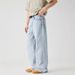 Men's Distressed Light Blue Relaxed Fit Cleanfit Style Straight Leg Jeans For Summer - High Street Fashion Casual Pants_mkmklike.com