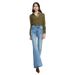 Women's Clothing Sky Blue Flared Jeans For Women High Waist Slim All Match Mopping Pants_mkmklike.com