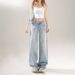 American Retro Low-waist Loose Wide-leg Pants Trendy Girls, Versatile Spring-summer Straight Jeans For Women, Available_mkmklike.com