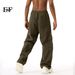 EF JEANS | 2024 New Vintage Simple Large Pocket Colored Semi-elastic Waist Overalls Army Green Jeans_mkmklike.com