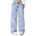 Women's Loose Wide Leg Denim Jeans Rhinestone Star Design Fashionable Casual Non-Stretch Trousers European American Style_mkmklike.com
