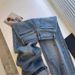 High Waist Straight Leg Jeans For Women - Blue Denim Pants With Embroidery Details, Comfortable & Flowy Wide Leg Design, Casual & Stylish Trousers_mkmklike.com